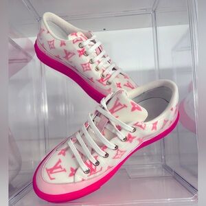 Louis Vuitton stellar sneakers- great condition- size 36- highlighter pink